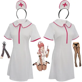 Makima Motosserra Homem Cosplay Anime Sexy Poder Enfermeira De Uniforme Cosplay Traje Mulheres Carnaval Festas De Halloween Roupa  10