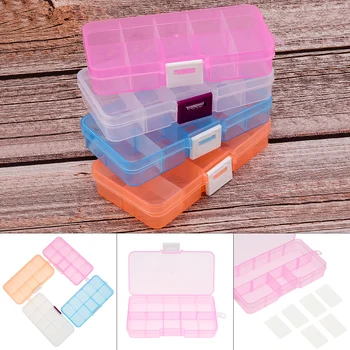 10 Compartimento Pequena Caixa de Plástico Organizador de Armazenamento Limpar Caixa de Jóias com Divisórias Ajustáveis para Brinco de Unhas Transparente  5