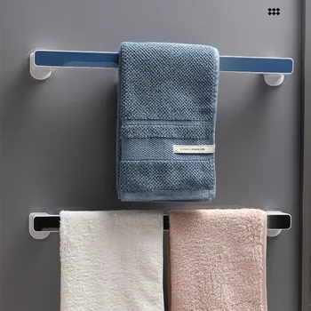 Barra de toalha simples auto-adesiva livre de perfuração wc, casa de banho toalha de cozinha, pano de rack único bar de armazenamento  5