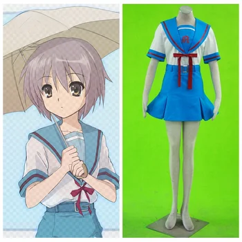 Azul Suzumiya Haruhi não Yuuutsu Anime Menina de Uniforme Escolar de Adultos Garoto de Halloween Traje Cosplay  10