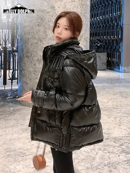Mulheres Queda de Jaqueta de 2022 Puffer Parkas Moda de Inverno Senhoras Casaco com Capuz Impermeável Casaco Oversized Quente Outerwear  4