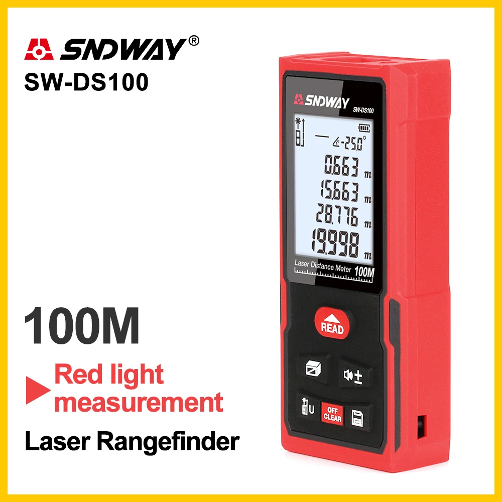 SNDWAY Telêmetro a Laser Range Finder Eletrônica Fita métrica Distância Régua Sensor Laser Medidor de Distância