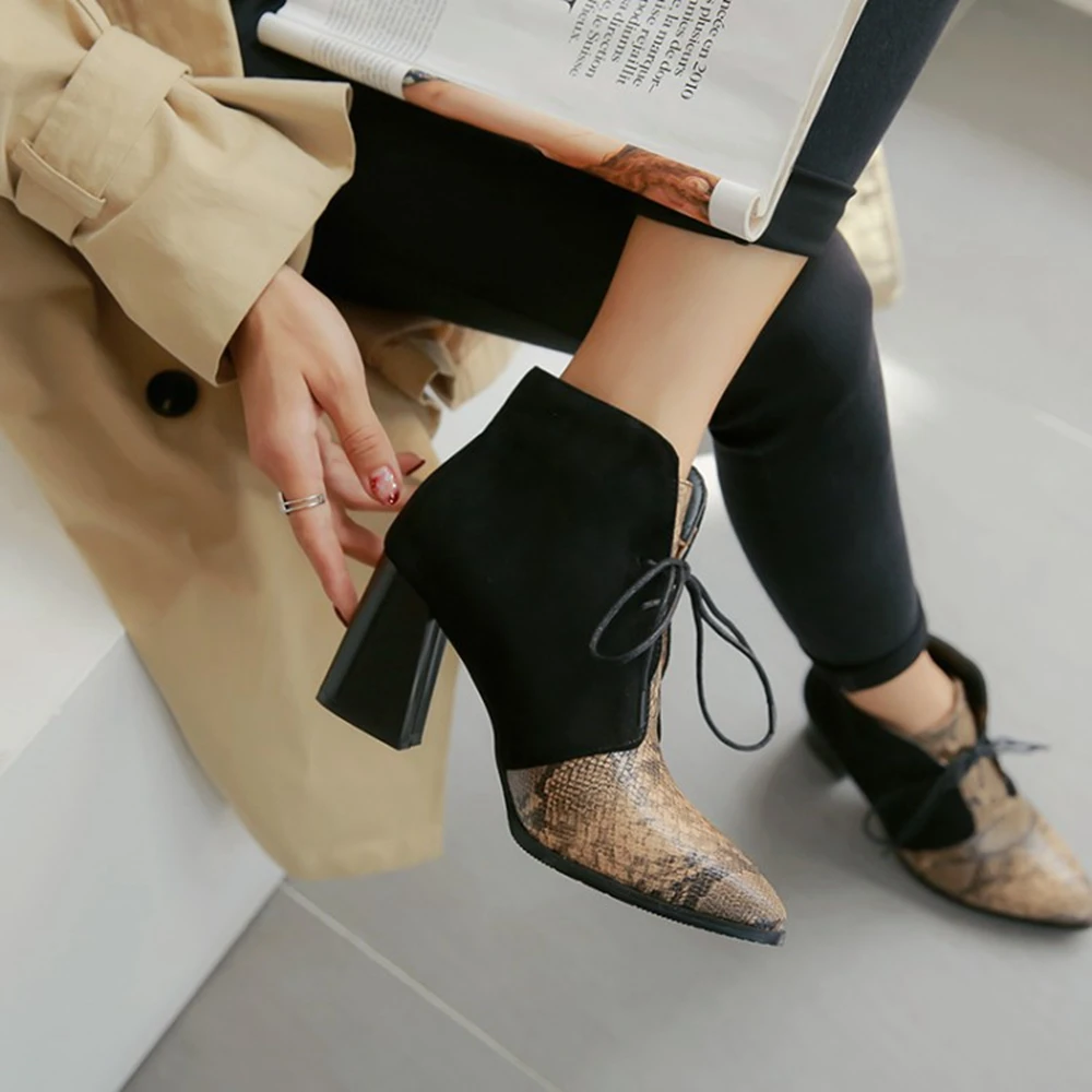 Zapatos De Mujer 2020 Outono Inverno Ankel Boots para as Mulheres, Salto Alto Sexy Apontou Toe Rendas Até Mais de Tamanho de Calçado 32-48 88-17