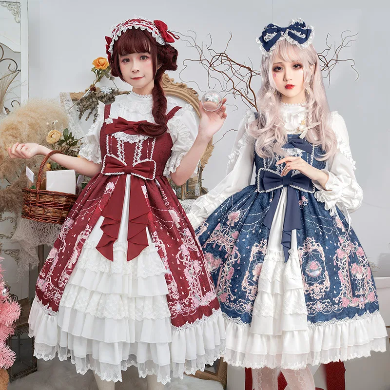 Novo japonês Tribunal Elegante Doce Vestido de JK Lolita Plus Size, Roupas de Kawaii Roupa Gótica Medieval Meninas de Fadas Loli Harujuku Novo