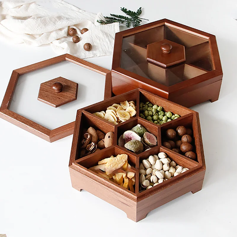 Criativas europeias madeira maciça doces caixa com tampa de frutos secos lanche caixa casa de madeira porcas de melão de armazenamento de caixa de presente de casamento