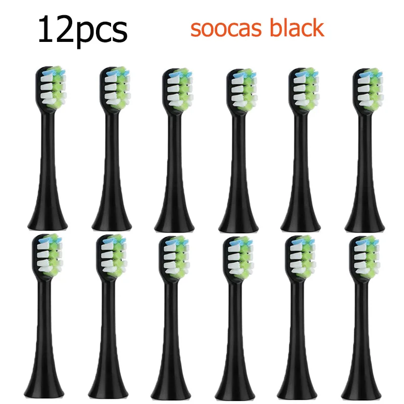 12pcs Ajuste para Soocas X1/X3/X5 ou xiaomi Mijia T300/500 Cabeças de Escova de dentes de Substituição Sonic Cabeças de Escova de Dente Elétricas