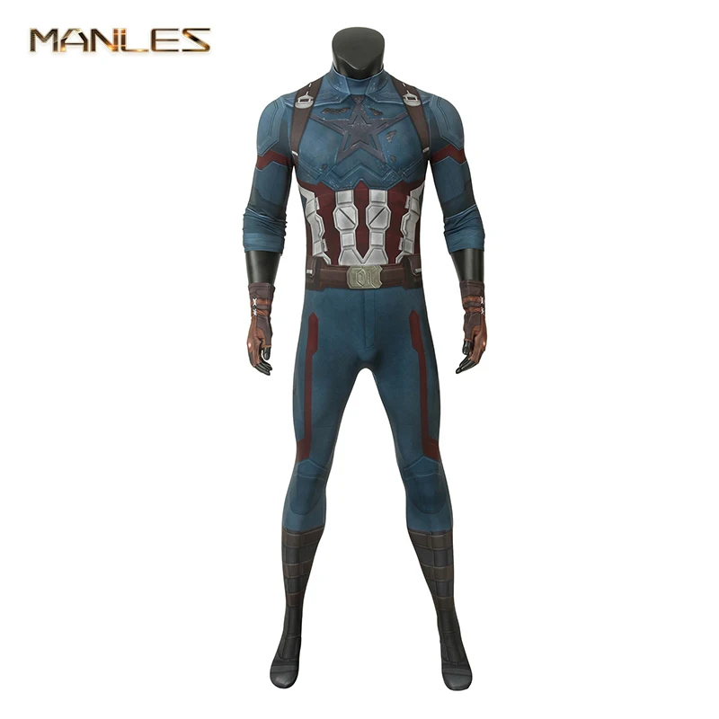 Filme Vingadores 3 Infinito Guerra Capitão América Traje Cosplay de Steve Rogers Bodysuit de Impressão 3D Adultos Zantai Halloween