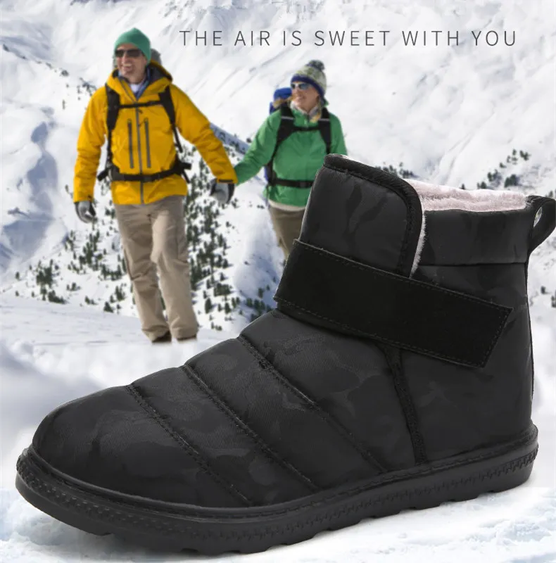 Inverno Sapatos De Algodão Unisex Exterior Antiderrapante, Caminhadas, Tênis Mulheres De Pelúcia Quente Tornozelo Botas De Neve Impermeável Moda Causal Calçado
