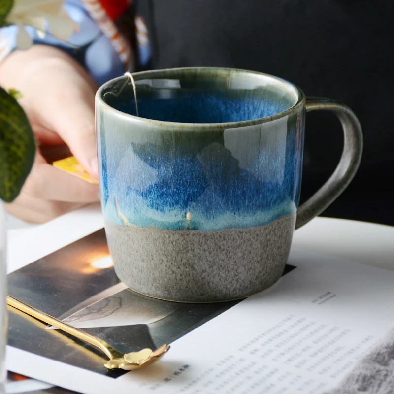 350ml de Cerâmica, Leite, Café, Canecas de Café da manhã para uma Mudança Gradual de Céu Estrelado Cerative Retro Caneca de Chá da Tarde Office Copo de Água Japão Estilo
