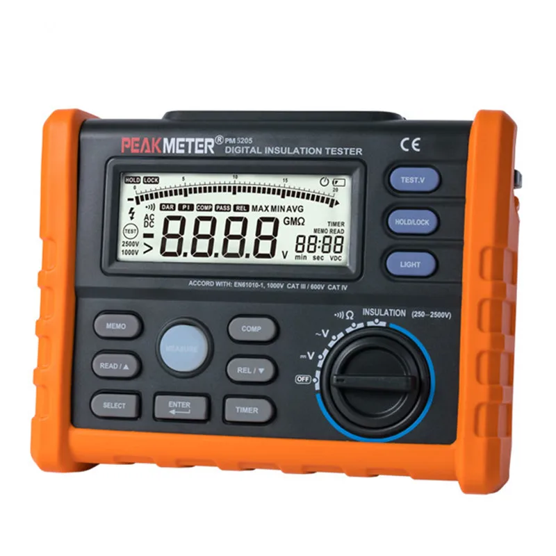 Venda quente Analógico Multímetro Exibição de 2500V Digital Testador de Resistência de Isolamento Megômetro 100G de Ohm PM5205