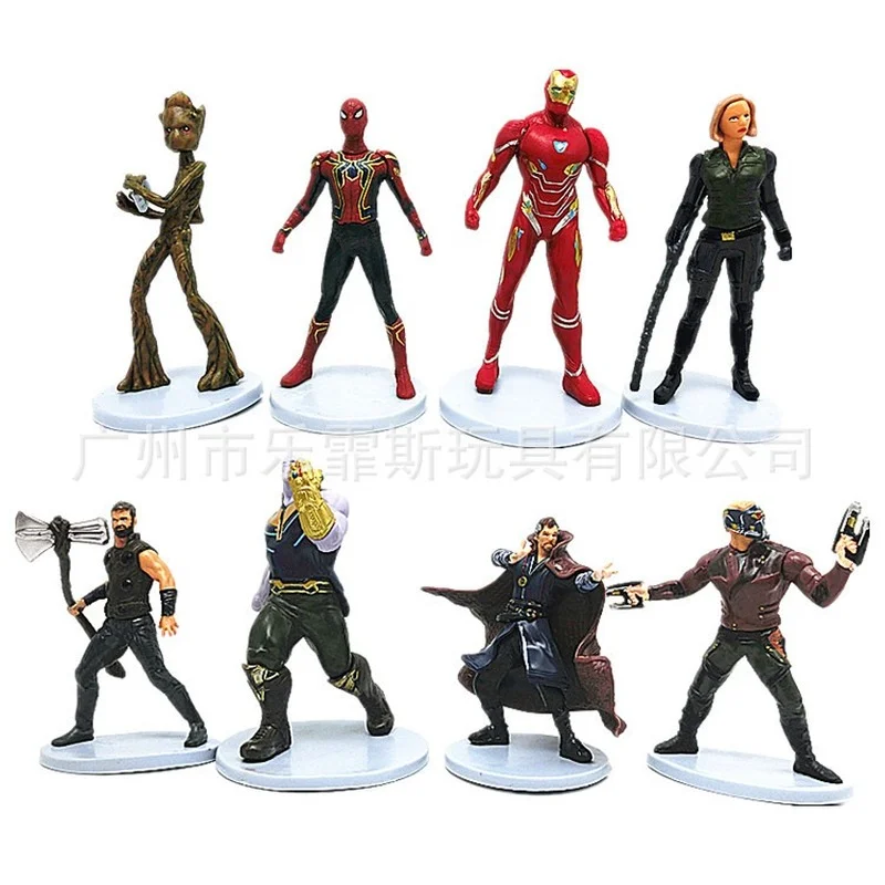 8 Vingadores Marvel super-Herói Homem-Aranha, Thor Brut Thanos Estrelas Senhor, Homem de Ferro, feito à Mão Brinquedo da Boneca do Modelo de Enfeite de Menino de Presente