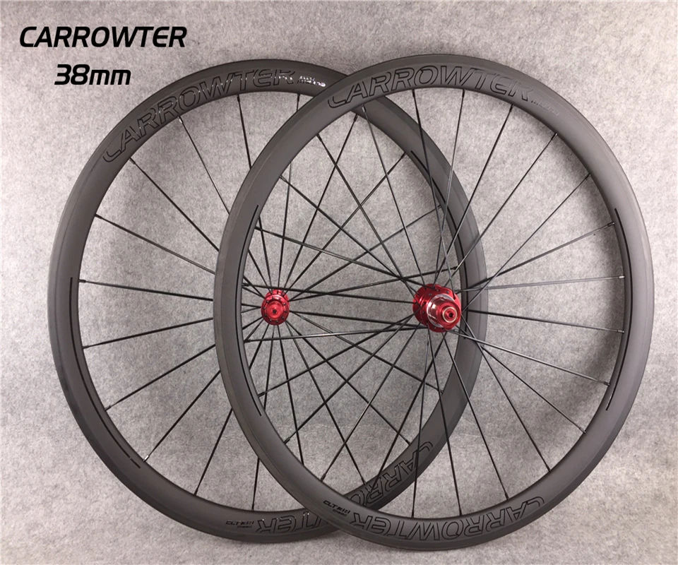 2018 CARROWTER Bicicleta rodado UD Matte Clincher 38mm de carbono de bicicleta de estrada de rodas com 23mm de largura Novatec A271 Hubs