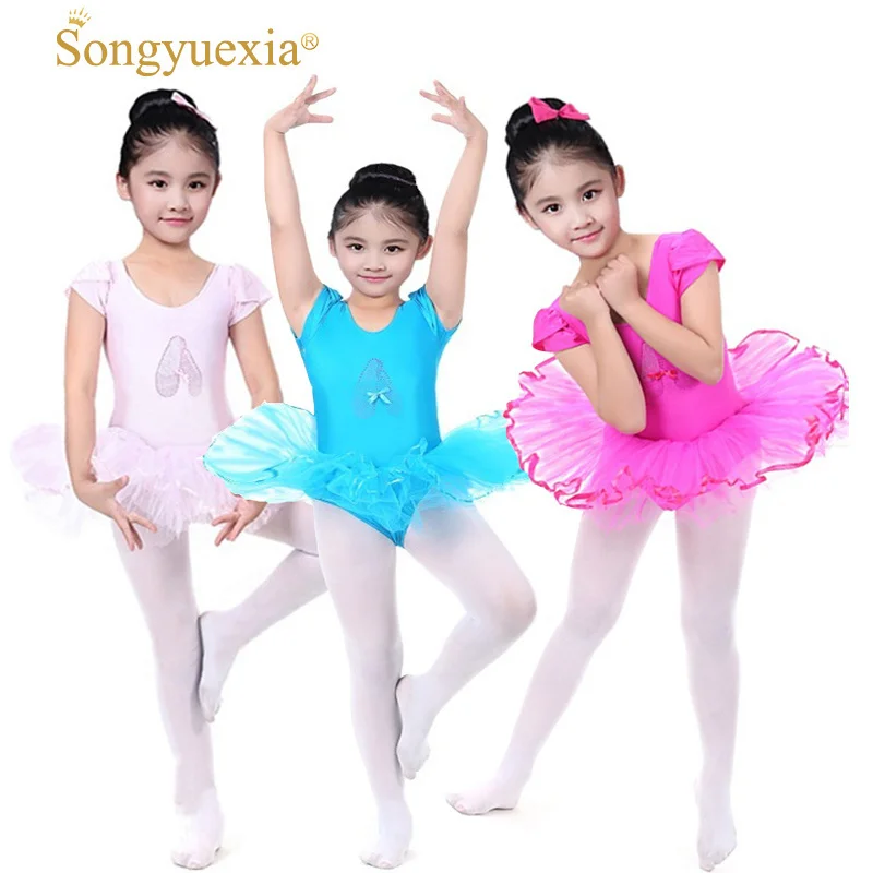 SONGYUEXIA Crianças Ballet tutu Saia de Menina Manga Curta Ballet/latina danncewear Saia de Dança saia tutu 5colors 100-150cm
