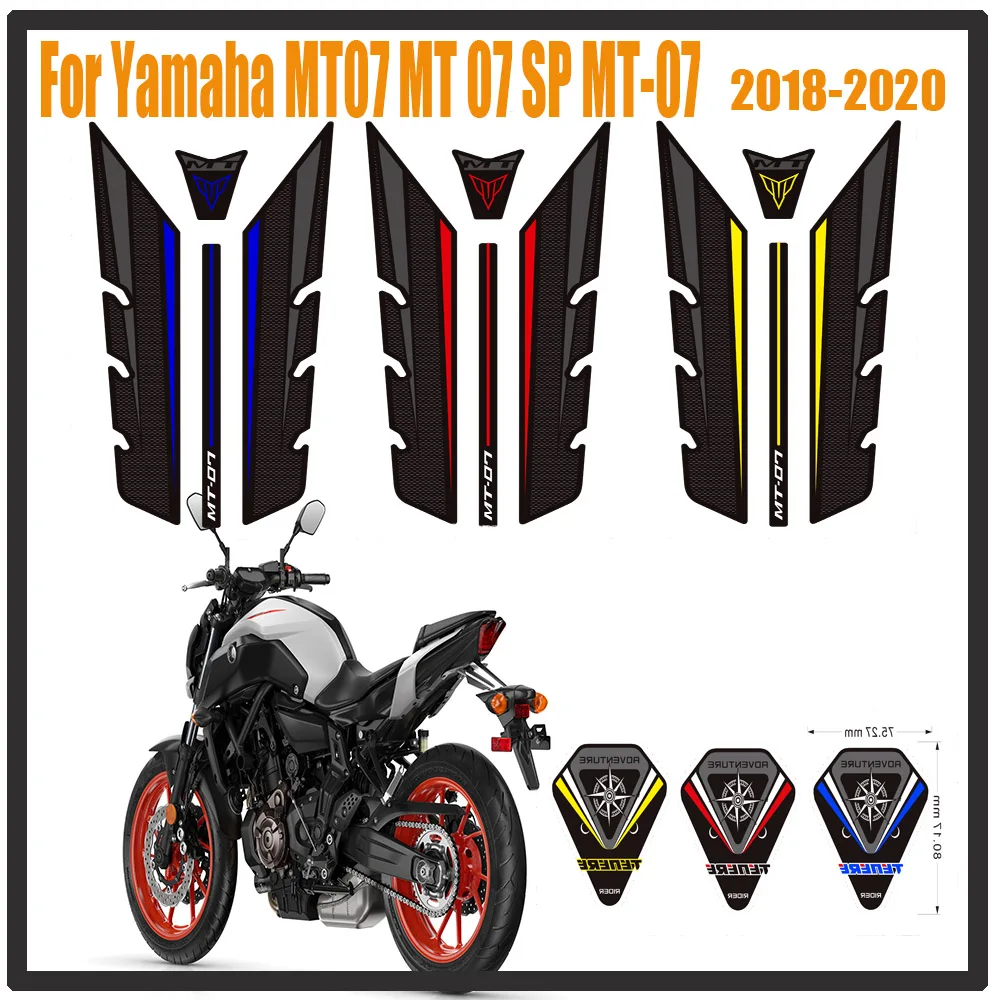 Para a Yamaha MT07 MT 07 SP MT-07 Motocicleta Tank Pad Apertos 3D Adesivos de Decalques Protetor de Gás, Óleo Combustível Kit de Joelho 2018 2019 2020
