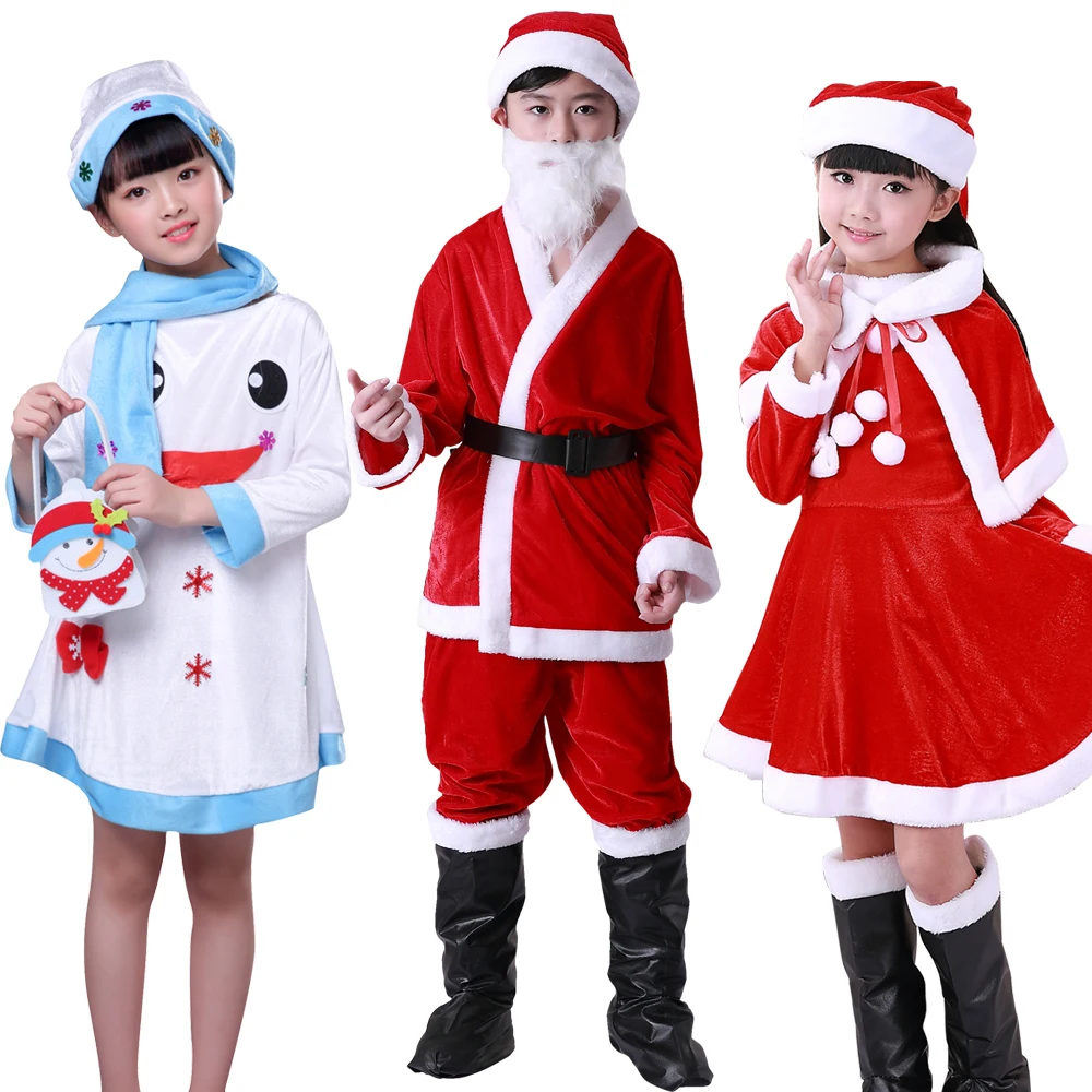 Natal Anime Papai Noel Traje com Chapéu de Cabo Vestido de se ajustar as Meninas Crianças Rapazes Fantasia Adereços Roupa Roupas Conjuntos