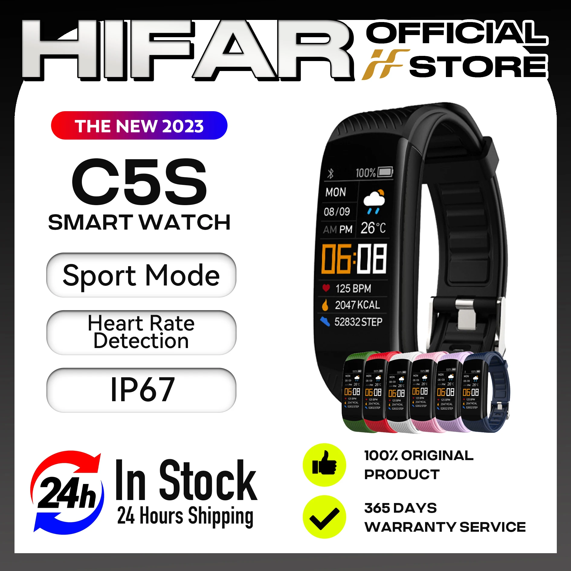 HIFAR C5S Inteligente Pulseira de Fitness Tracker Pulseira de Ajuste Homens Mulheres Garoto Smartwatch Esporte Impermeável Conectado a Taxa de Coração do SmartWatch