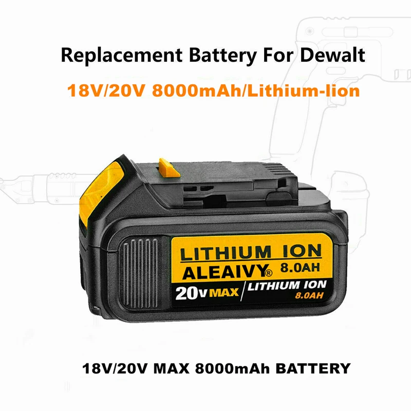 Aleaivy Original20v 8.0 Ah MAX XR Bateria da Ferramenta de Poder de Substituição para DeWalt DCB184 DCB181 DCB182 DCB200 20V 5A 18Volt 20V Bateria