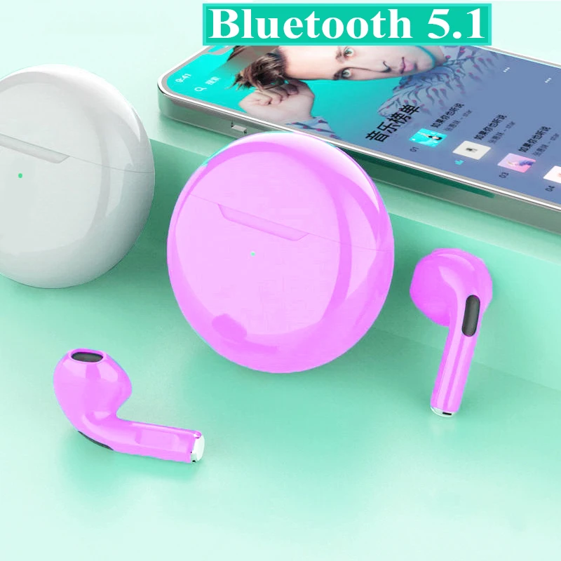Mini Vagens Pro 6 Auscultadores Sem Fios Bluetooth Tws Estéreo, Redução De Ruído Baixo Para IPhone Fones De Ouvido