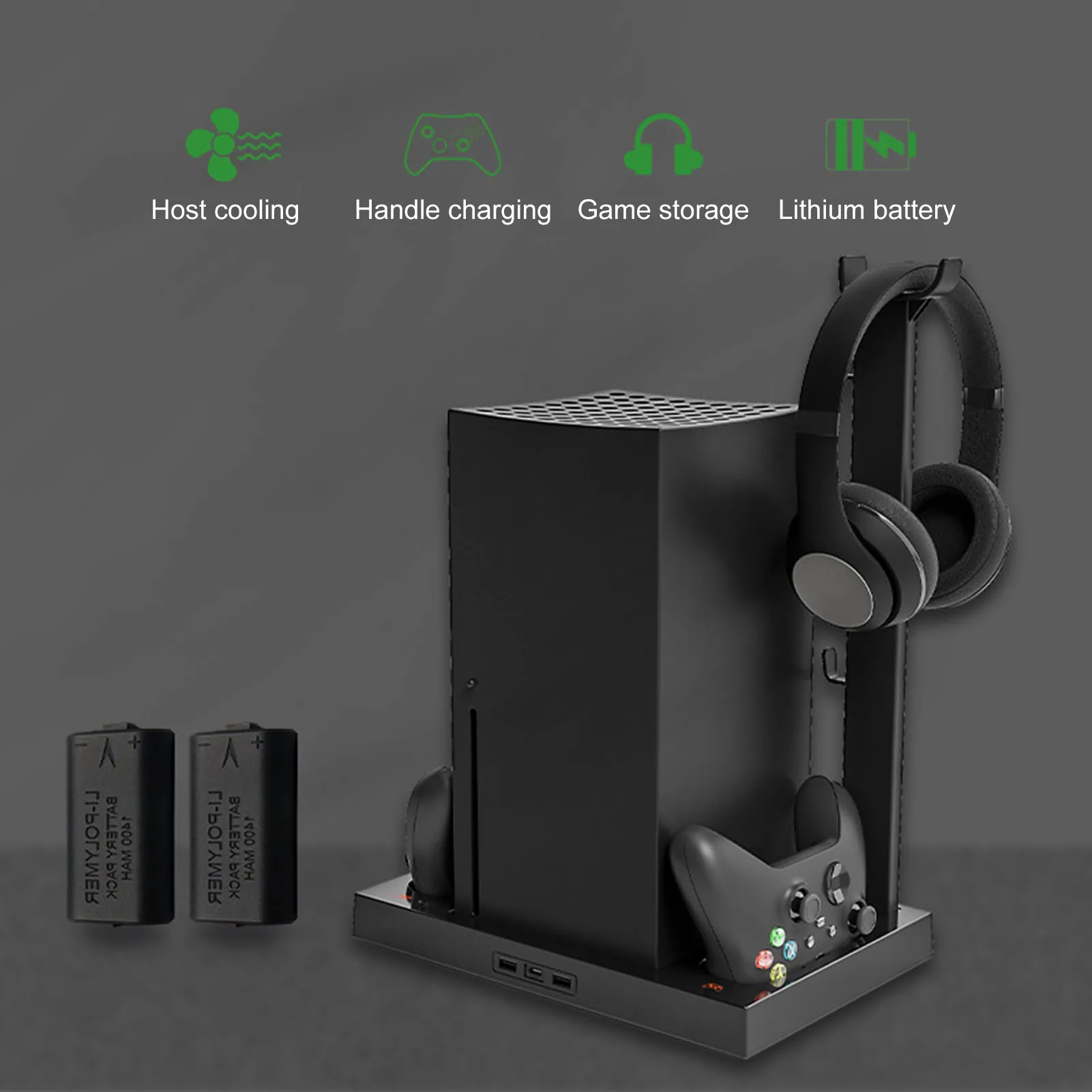 Para Xbox Série X Console Vertical Suporte de Carga Dupla Carregador Controlador LED de Carregamento Dock Station Com Cooler de Refrigeração Fãs