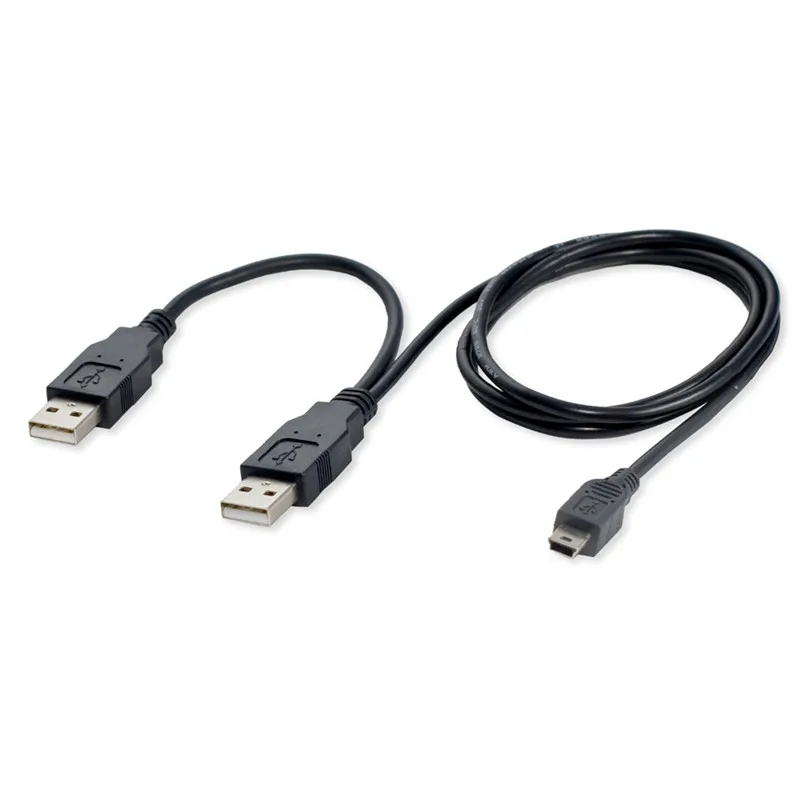 Chegada nova Melhor Preço, Durável Dual USB 2.0 A Macho para Mini USB B 5 Pinos Macho Cabo de Dados Para 2,5 HDD Unidade de disco Rígido