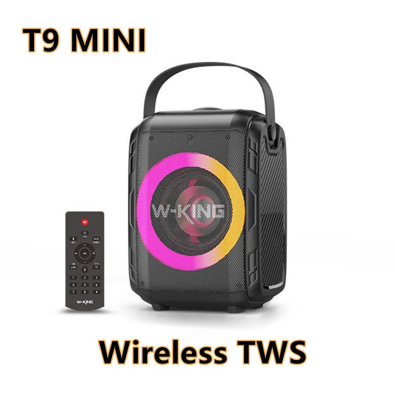 A Caixa De SomW-REI T9mini Exterior Bluetooth Portátil com alto-Falante de Alta Potência Subwoofer sem Fios Coloridos RGB Iluminação da alto-Falante de Música