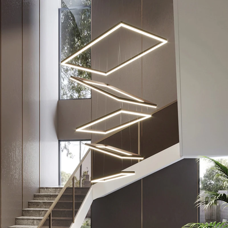 VENDA QUENTE Duplex piso lustre escada villa moderna simples Nórdicos engenharia salto andar de giro sala de estar, sala de teto
