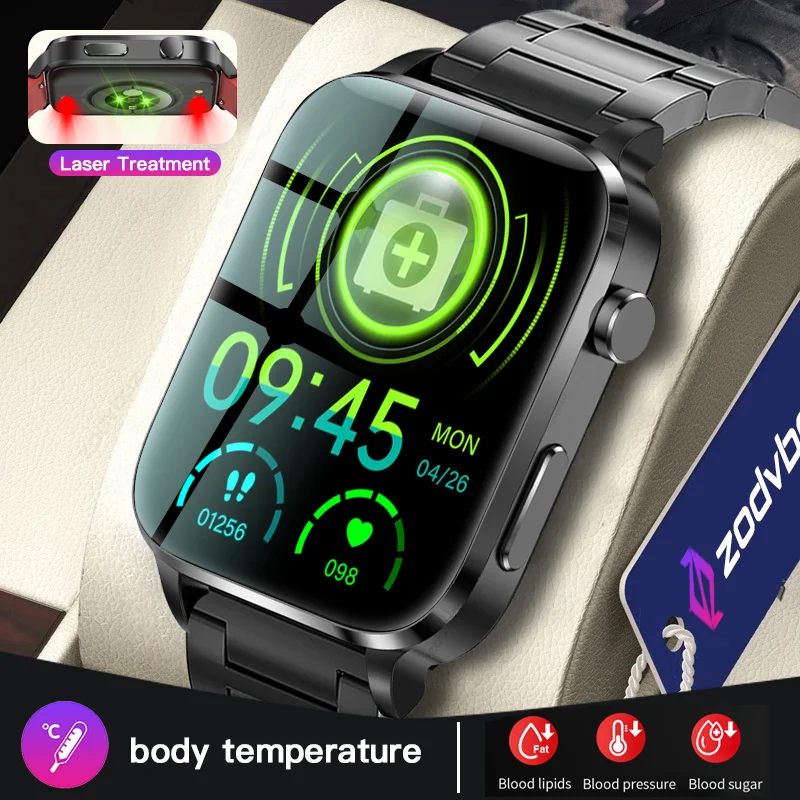 Saúde Smart Watch Homens Mulheres Laser Terapia Assistida Por Três Alta Monitorização Da Pressão Arterial Impermeável Smartwatch Para Xiaomi Huawei
