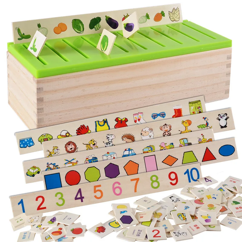 Conhecimentos de matemática Classificação Cognitiva Correspondente Crianças Montessori Educativa Precoce Aprender Brinquedo de Madeira, Caixa de Presentes para Crianças
