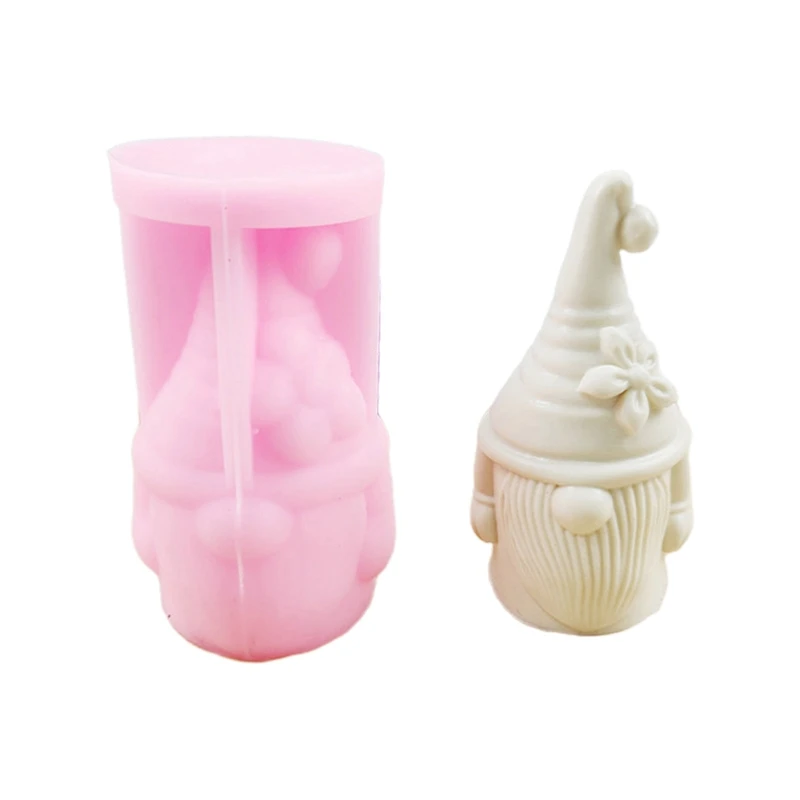 Flor de natal Gnome Molde de Silicone 3D Anão Resina Epóxi Molde DIY de Artesanato Molde de Fundição para Vela Gnome Ornamento Fazer