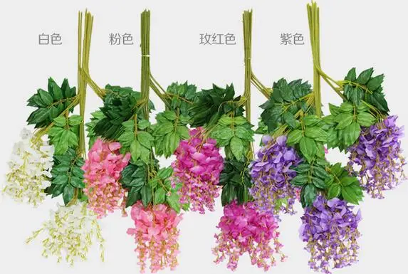 75cm Romântico Flores Artificiais Simulação de Wisteria Videira Curto de Seda Planta de Casa de Festa de Casamento a Decoração do Jardim
