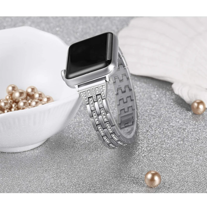 Correia de relógio para a apple faixa de relógio de 38mm de 40mm 42mm 44mm wristbelts iwatch Série SE 6/5/4/3/2 Diamante Strass luxo pulseiras