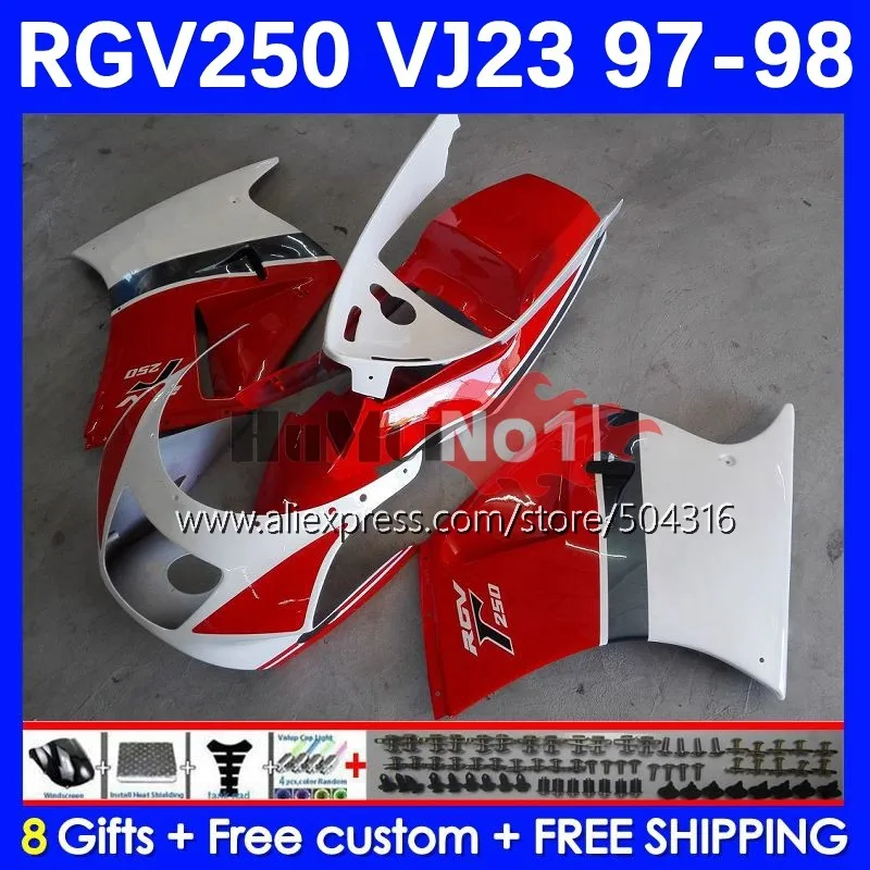Body Kit Para RGVT250 SAPC RGVT RGV 250 CC VJ23 97-98 42No.68 RGV-250 VJ 23 RGVT-250 RGV250 97 98 1997 1998 Carenagem vermelho branco