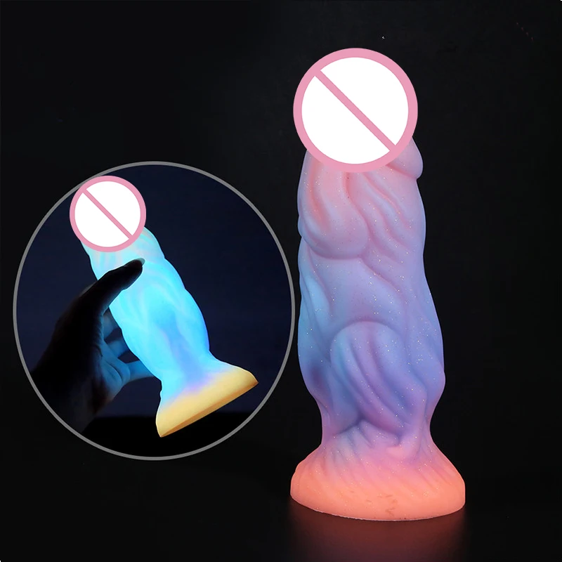 Fluorescente Realista de Silicone Novo Vibrador Anal Masturbador Brinquedos Sexuais para Casais Vibrador com ventosa Pênis Luminosa Vibrador para as Mulheres