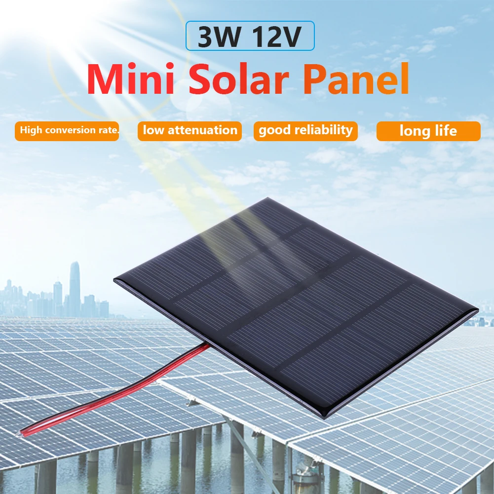 1/2/3Pcs Mini Painel Solar 3W 12V Célula do Módulo Polysilicon Painel de DIY Portátil ao ar livre Carregador Para 9-Bateria de 12V/Celular