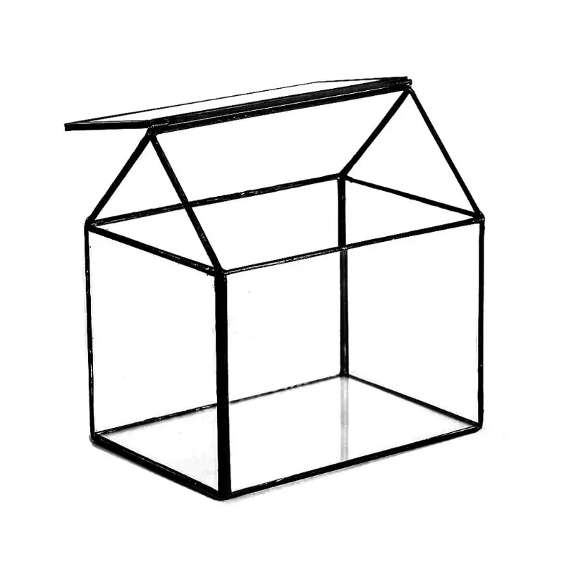 Geométrica de Vidro do Terrário Caixa Artesanal a Forma da Casa Perto da Mesa de Vidro Superior DIY Exibir Janela de Plantio vaso de Flores com o Swing
