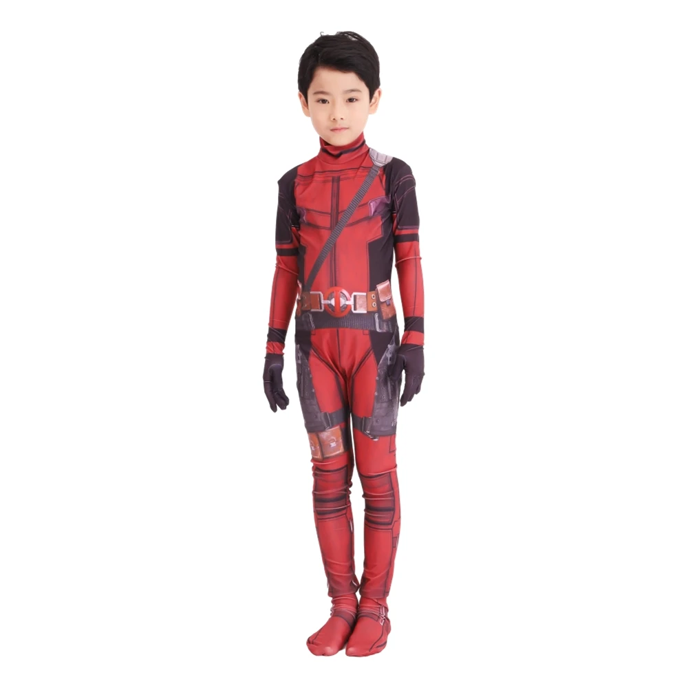 Halloween Deadpools Crianças Traje Adulto com Máscara de Cosplay Ternos Menino Homens, Um Pedaço de Full Body Trajes para Festa Vestir