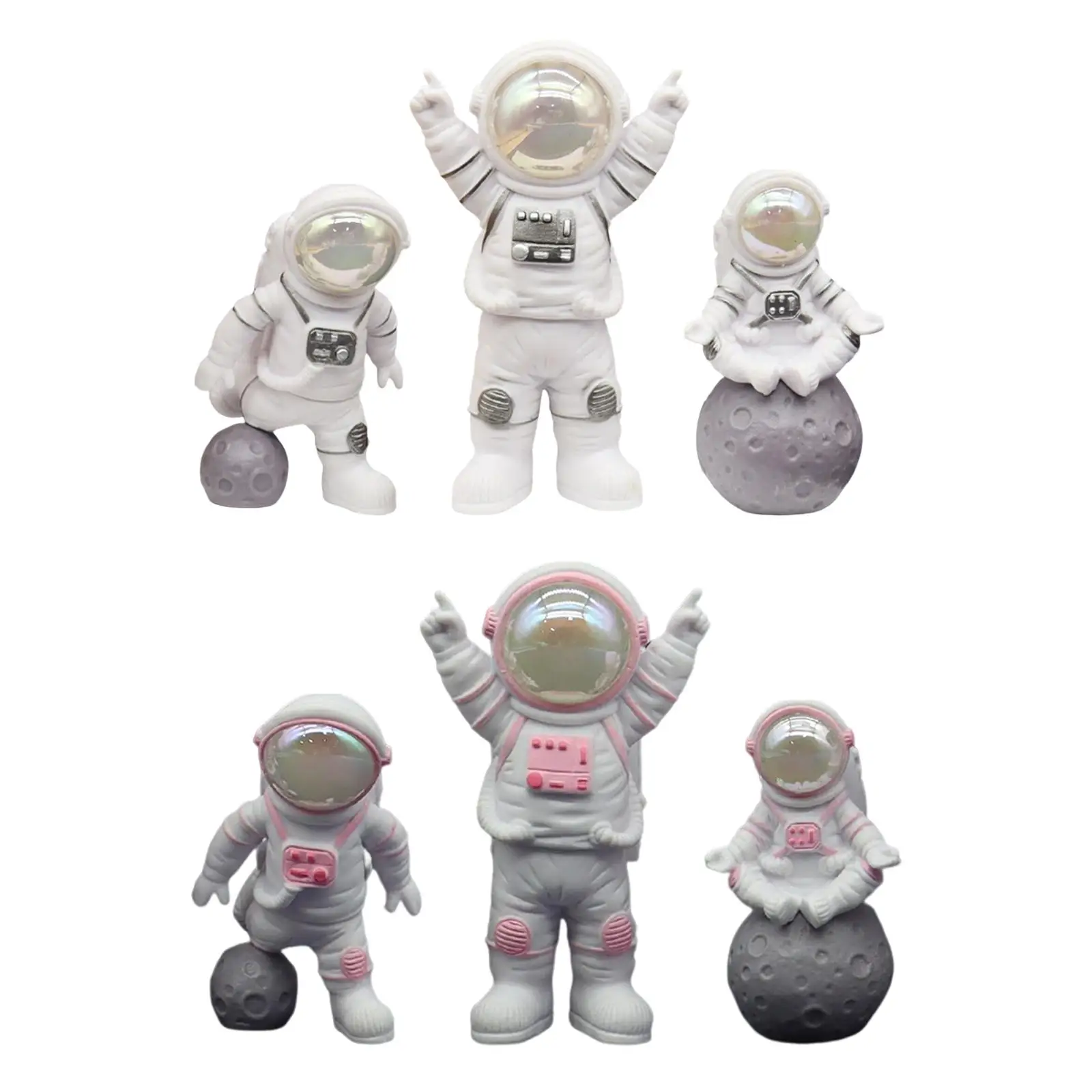 3x Astronauta Estátuas Spaceman Ornamentos Brinquedos Esculturas para Painel de Carro do Quarto de Cabeceira, TV Armários de Casa de Desktop do Office Decoração