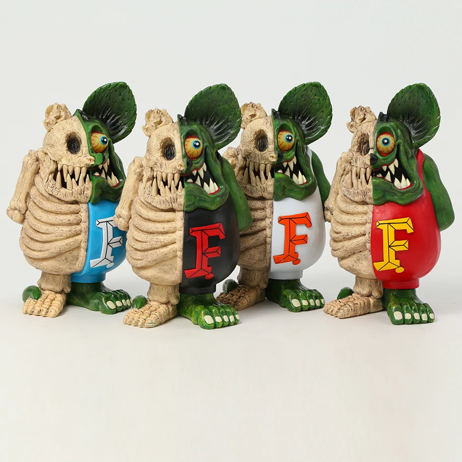 Esqueleto Rat Fink Rato de PVC Figura Estatueta Modelo de brincar de Boneca