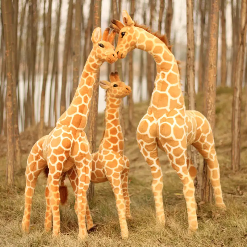 [Engraçado] Grande 100cm de Pé Girafa de Pelúcia de Pelúcia boneca brinquedo simulação animal veado modelo de decoração de casa crianças o melhor presente que