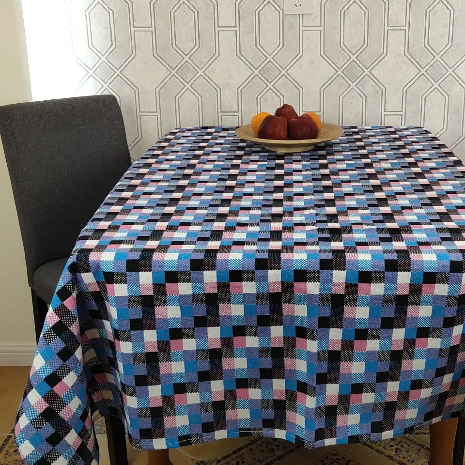 O algodão e o linho toalha de mesa simples pastoral azul preta e branca xadrez família geométrica retangular de pano de tabela