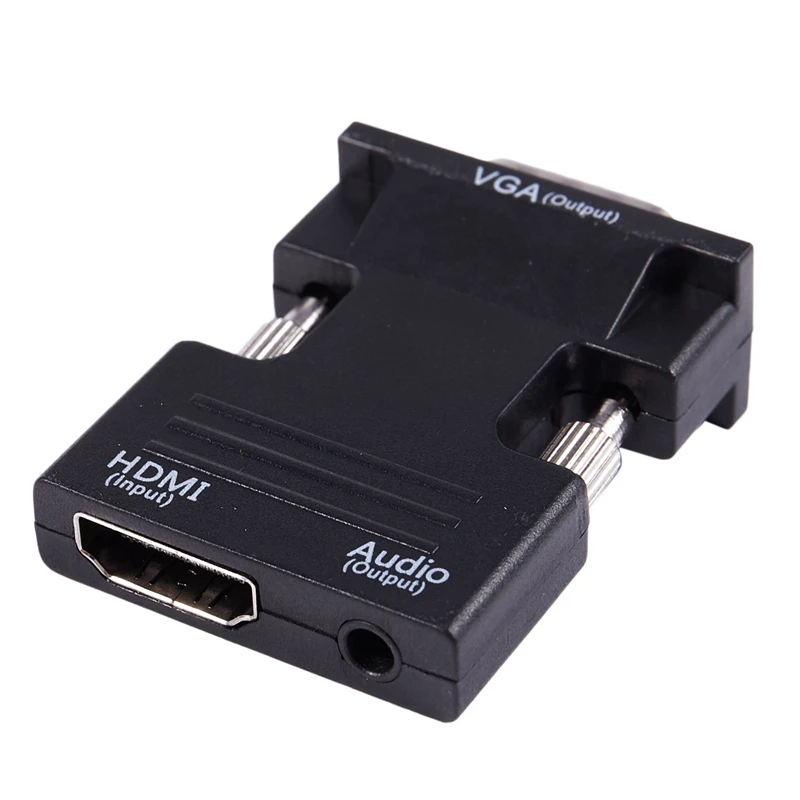 3X de 1080P HDMI Fêmea Para VGA Macho Com Saída de Áudio Cabo Conversor Adaptador