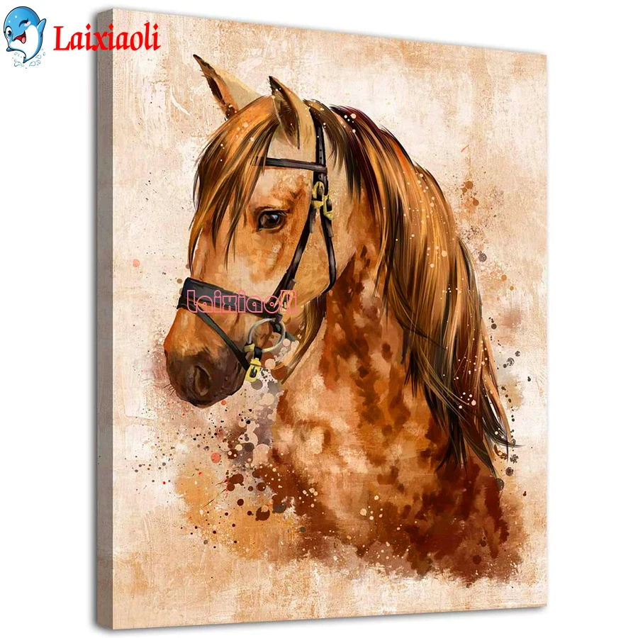 nova chegada completo quadrado redondo broca de diamante pintura cabeça de cavalo Resumo 5D diamante mazayka bordado venda de animais de parede decoração