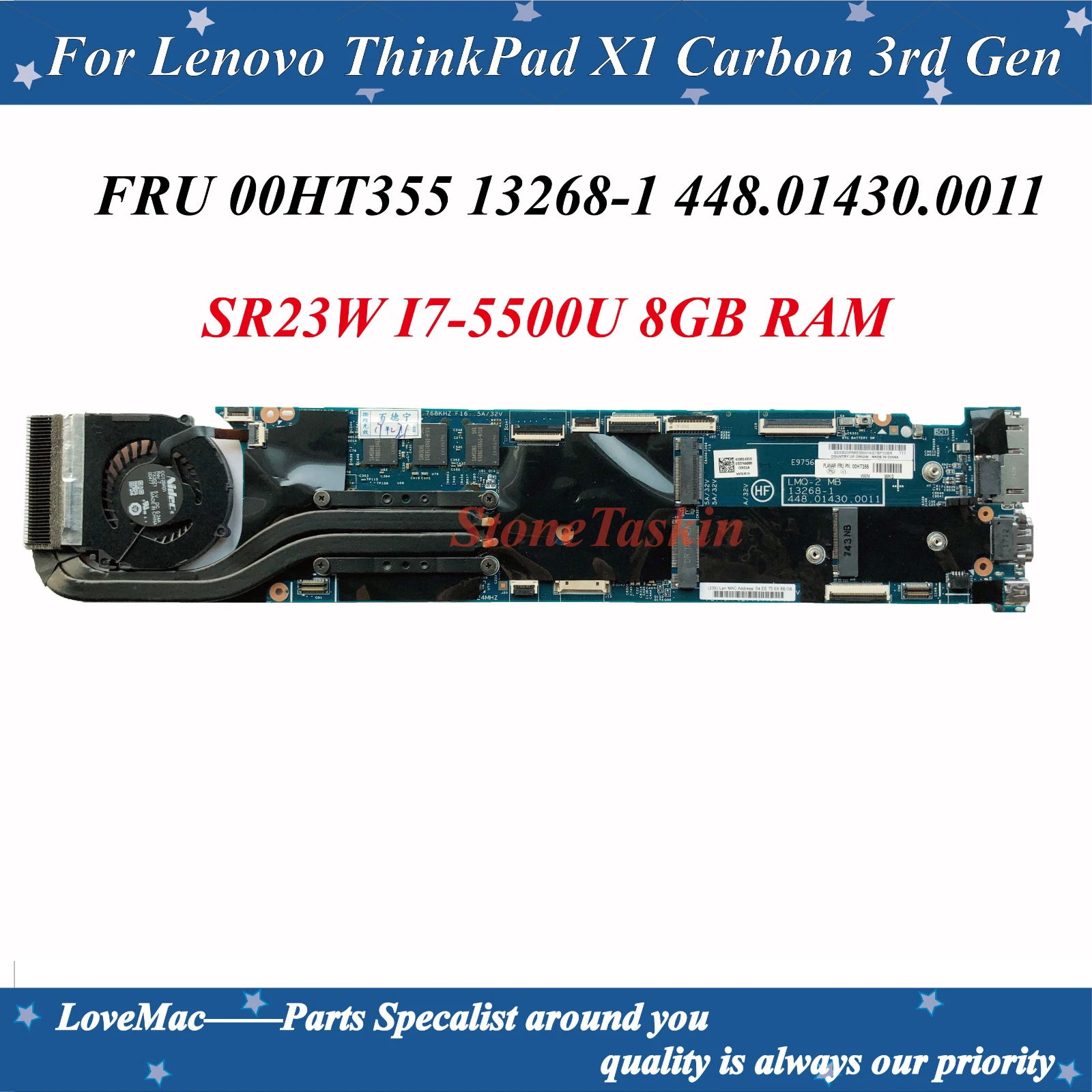 Atacado FRU 00HT355 Para Lenovo ThinkPad X1 Carbon 3ª Geração do Portátil placa-Mãe 13268-1 448.01430.0011 com I7-5500U CPU 8G de RAM
