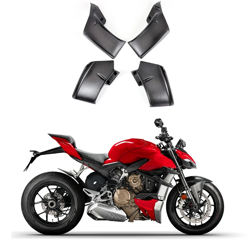 Para a Ducati Streetfighter V4 V4S 2018-2022 Real de Fibra de Carbono Winglet Spoiler Fluxo de Vento de Fixação da Asa Carenagem Dianteira