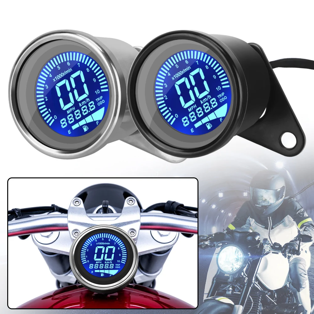 2022 12V luz de fundo do LCD Digital Motocicleta Velocímetro Tacômetro Odômetro Óleo Medidor de Nível de Acessórios da Motocicleta Instrumentos