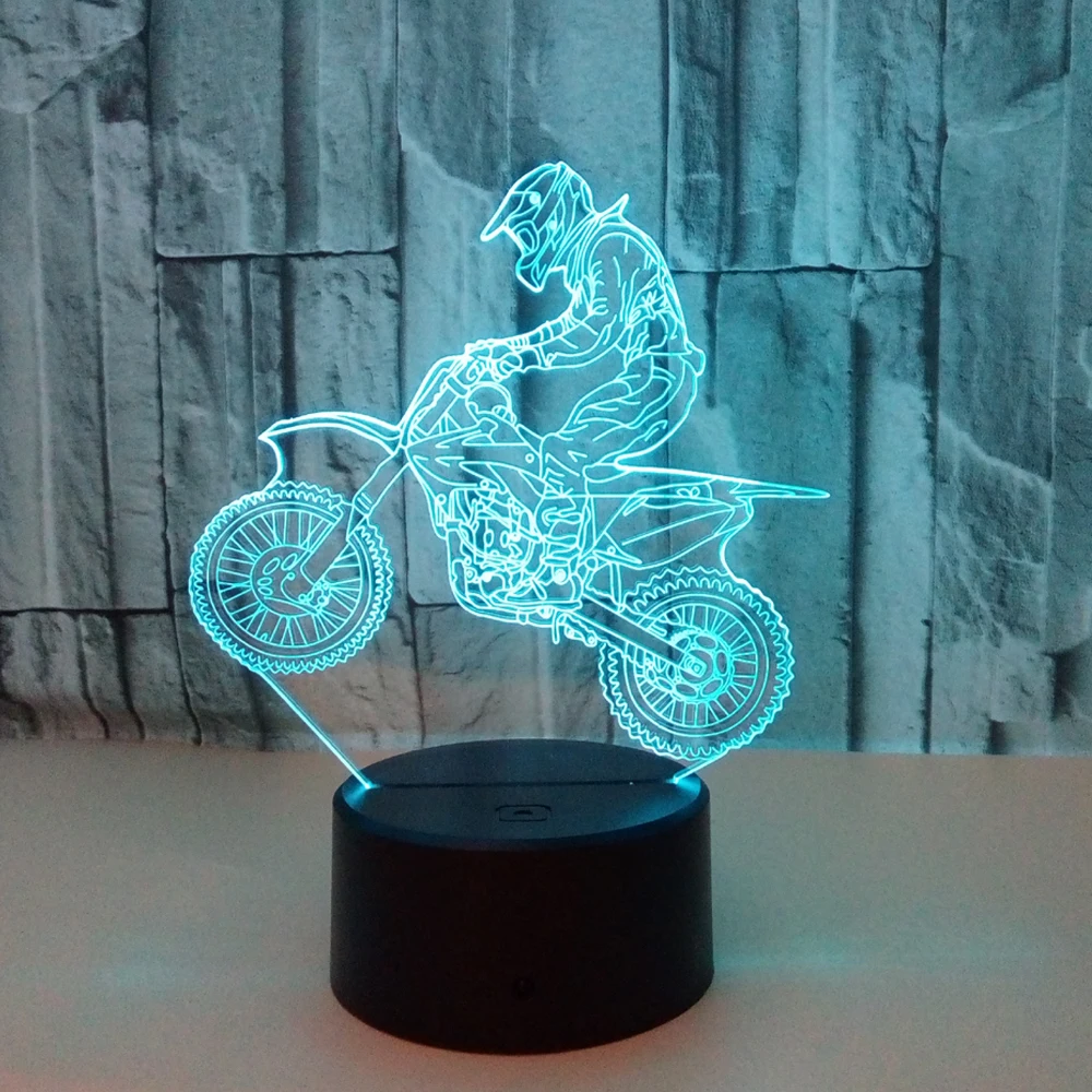 3D Luzes da Noite Andando de Montanha Motocicletas LED Touch ilusão da Lâmpada 7-Mudança de cor USB Candeeiros de Mesa Home Office Decoração de Presente de Luz