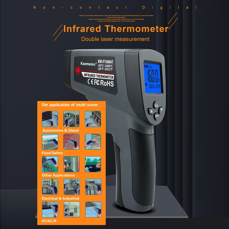 Portátil digital termômetro infravermelho houver pirômetro sem contato termômetros da Indústria Electrónica de Cozinha Medição de Temperatura de Arma