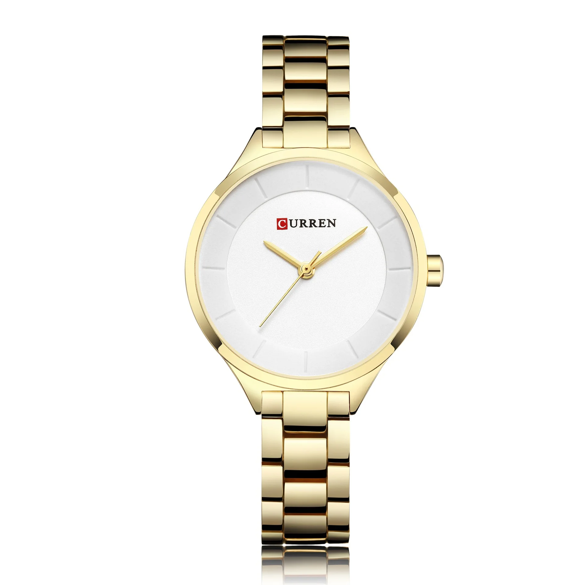 CURREN Populares da Cor do Ouro Mulheres Relógios de 33mm Senhoras Relógio Feminino Fashion Gilrs Pulseira Relógios Montre Femme Feminino Relógio