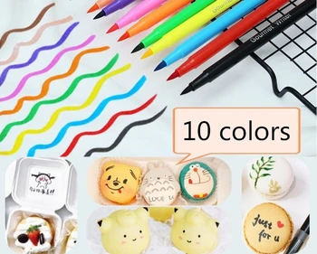 10 Cores de Pigmentos Comestíveis Caneta 5ml Diy Alimentos Canetas para Colorir Biscoito Fondant Bolo de Escrita, Pintura a Pincel de Decoração de Bolo Ferramenta  4