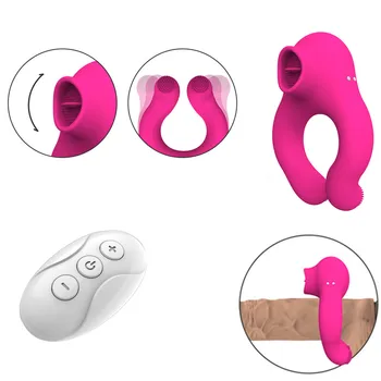 Controle remoto vibrador Chupando & Lambendo o Mamilo Otário Estimulador de Clitóris de sucção de língua vibrador brinquedos sexuais para casais  5